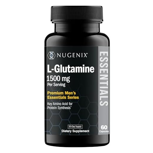 Nugenix Essentials L-Glutamine, 1500mg 100% Botanical L-Glutamine Amino Acid, Protein Synthesis, Supports Cellular Function, 60 Capsules