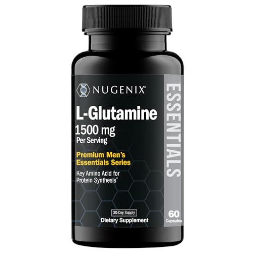 Nugenix Essentials L-Glutamine 1500mg 100% Botanical L-Glutamine Amino Acid Protein Synthesis Supports Cellular Function 60 Capsules