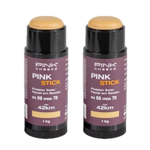 Combo de 2 unidades de Pink Stick Protetor Solar Facial FPS90 FPUVA70 14g Pink Cheeks (42km)