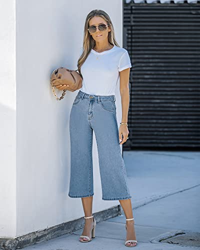 Vetinee Casual Capri Pants Capri Pants For Women Womens Y2K Jeans Denim High Waisted Baggy Jeans Women Baggy Jeans High Waist Wide Leg Denim Jeans Roadknight Blue Size Medium Size 8 Size 10 #TOP4