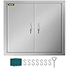 Vevor outdoor kitchen doors 26w x 24h inch bbq access door stainless steel double door with handles flush mount for bbq island and outdoor grilling station  urban country home decor