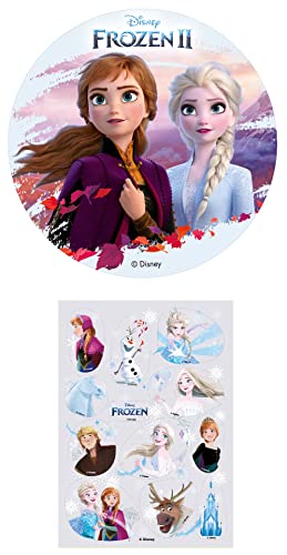 Dekozauber24 – Juego de 2 decoraciones comestibles para tartas con mini decoración de tartas, diseño de reina de las nieves n.º 1
