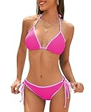 PONCEAU Women Bikini Set-String Triangle Bikini Sets Sexy Halter Swimsuit Low Waisted Two Piece Bathing Suit