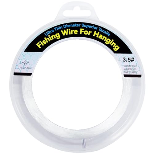 Alambre de pesca transparente, línea de pesca de monofilamento de 880 pies, cuerda transparente para colgar, alambre fuerte invisible de hilo de nailon para colgar guirnaldas de globos y decoraciones