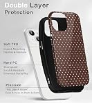 Pour iPhone 13/14 Cas mignon petite Polka Dot Esthétique Retro Design pour les femmes Filles Automne Simple Chic Girly Joli double couche Hybrid Protection Elégant boîtier de téléphone, brun