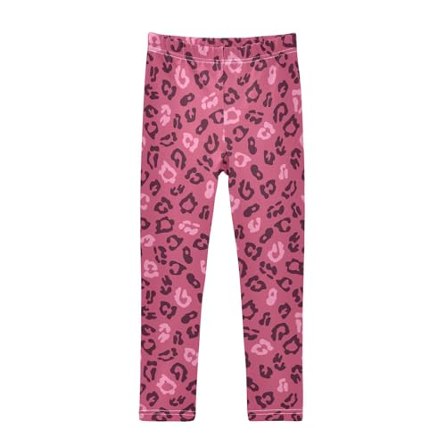 Pink Leopard Girls Leggings,Workout Leggings for Girls Toddler Athletic Leggings Size for 3-10T