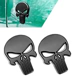 Zeathery 2 PCS Car Punisher Skull Sticker Decals, 3D Metal Scratch-Resistant Waterproof Fun Stickers, Personalized Vehicle Scratch Cover Decoration, for Most Vehicles (Black)
