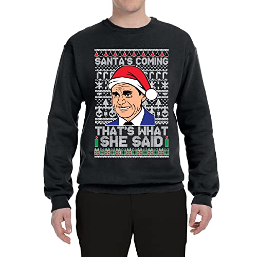 Santas Coming That'S What She Said Michael Scott Ugly Christmas Sweater 4 Santas Coming That’S What She Said Michael Scott Ugly Christmas Sweater