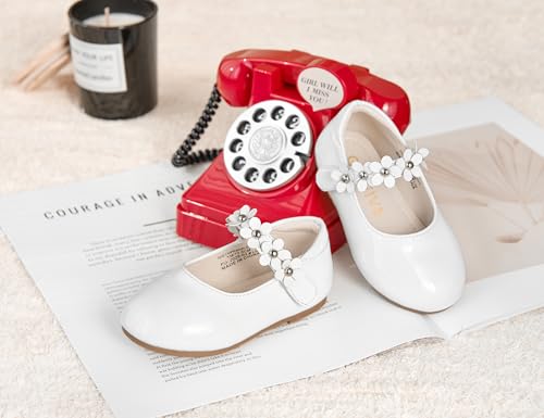 Image of GINFIVE Toddler Girls Dress Shoes Little Girls Mary Janes Ballerina Flats Shoes Toddler