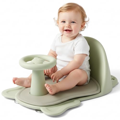 Bain sans glissade avec le siège de bain pour bébé à dossier réglable vert