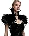 Produktbild keland Victorian reale natürliche Feder Shrug Schal Schulterumhang Cape Gothic Kragen Halloween-Kostüm (Schwarz)