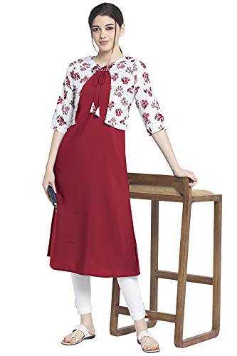 Image of Women's Crepe A-Line Kurta, Orange