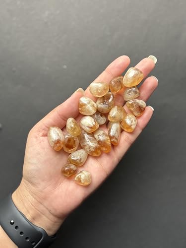Image of Tumbled Stones, Natural Crystal Healing Stones, Home Office Decor, Aquarium Decorative Pebbles, Vase Fillers (Citrine, 100)