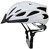 Adult Cycling Bike Helmet, Lightweight and Adjustable with Pads&Visor for Men and Women,Premium Quality Airflow Unisex Bicycle Helmet,Suggested Fit 58-61 cm (White)