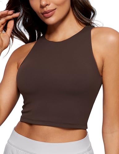Image of CRZ YOGA Butterluxe Double Lined Crop Tank | Casual, Extremely Soft, Tight Fit, High Neck, Racerback, Sleeveless Tops for Women