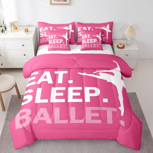 Image of Feelyou Girls Ballet Comforter Set Full Size 7 Piece for Kids Women