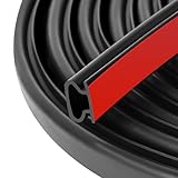 Rubber Door Seal Strip 32.8 Ft Rubber D-Shape Weather Stripping Self-Adhesive Frame Seal for Exterior Front Doors Jamb House Entry Frame Easy Cut to Size - Black