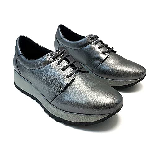 Chaussures pour femme style décontracté en cuir, décontracté, décontracté, loisirs, mode, été, hiver. Design et fabrication espagnols., Plomb, 36 EU Cover