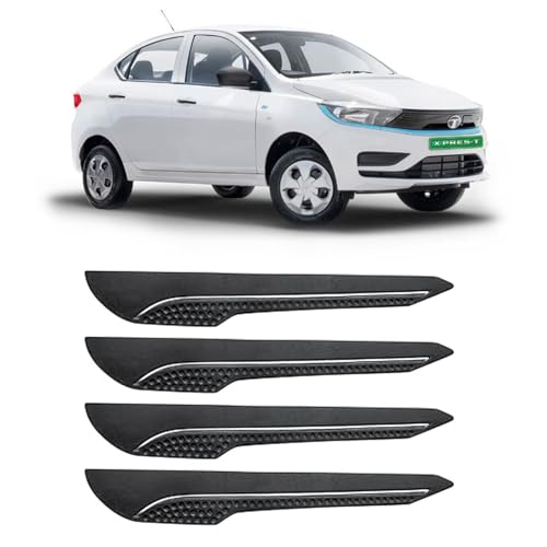 Image of AOSIS-Car Bumper Protector /Bumper Guard for Tata Tigor Ev with Single Chrome Stripe (4-Pcs)