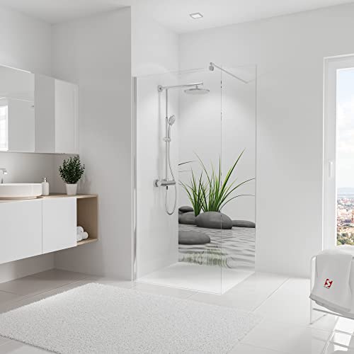 Schulte Deco-Design Foto Zen Steine + Gras, 210 x 90 cm, 3 mm Aluminium-Verbundplatte, Wandverkleidung als fugenfreier Fliesenersatz