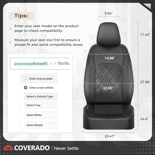 Image of Coverado Car Seat Covers, Front Seat Covers, 2 Front Automotive Seat Cover, Mesh Breathable Seat Protectors, Universal Fit for Most Cars