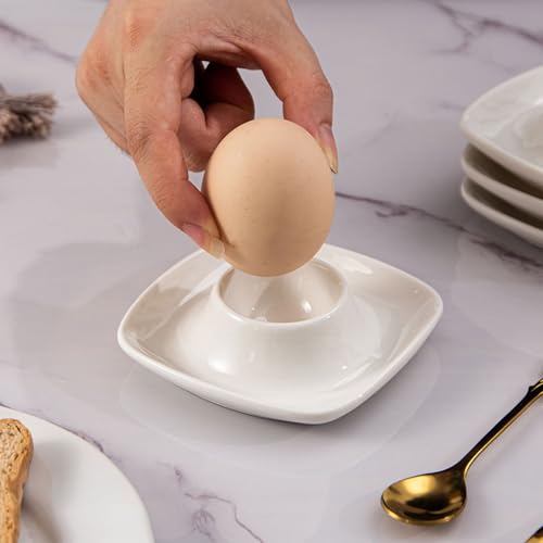 Sertay 6 Stück Eierbecher Porzellan Weiß, Ablage Eierständer, Eierbecher Weiß Eckig, Ablage Eierständer Egg Cup, Eierbecher Set, Eierbecher Keramik, Geeignet für Eier, Obst, Nüsse Oder Snacks – Bild 6