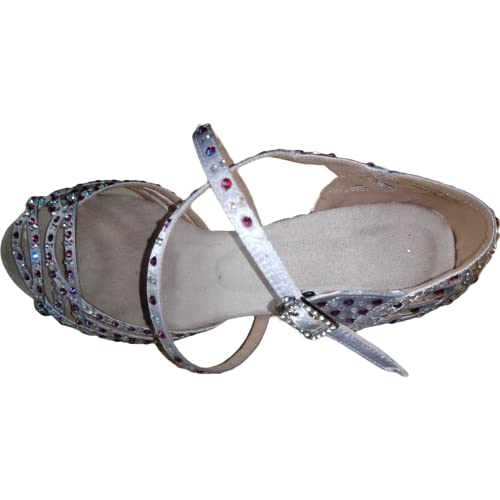 Chaussures de danse latine argentées haut de gamme pour tango d'exception en 40.5