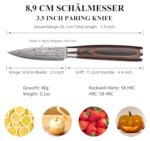 Sunnecko 9cm Gemüsemesser Obstmesser, Scharfe Klinge Allzweckmesser – Ansicht 2