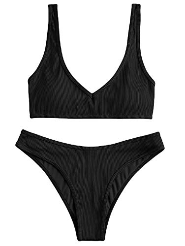 ZAFUL Damen Bikini Set Push up Gepolsterte Gerippt Textured...