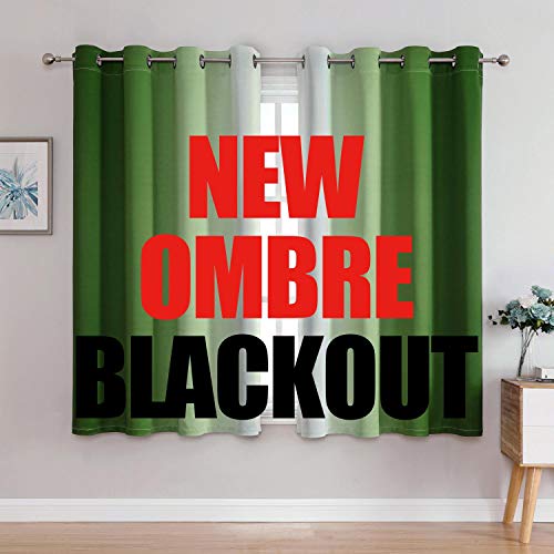 Image of G2000 Blackout Curtains & Drapes for Bedroom Living Room 63 Inch Length Green and Greyish White Room Darkening Window Treatments Ombre Thermal Insulated Light Blocking Grommet Backdrop 2 Panels Set