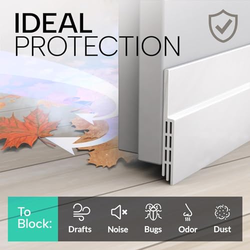 Image of Door Bottom Seal Strip for Gaps, Waterproof, Dust & Insect Blocker for Door, Self Adhesive Guard for Wooden, Metal & Glass Doors (White)
