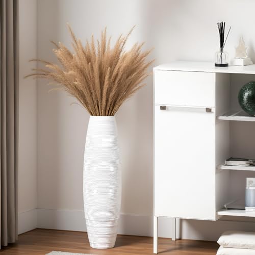 Image of Tall Floor Vase, 27.5 inches (70cm, 2.3FT) Floor Vase Sturdy and Luxurious,Tall Vases for Country Home Decor, Living Room, Resin White Vases