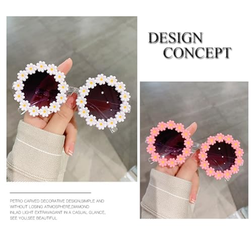 Round Flower Sunglasses for Women Flower Shaped Cute Glasses UV 400 Protection Daisy glasses for Holiday beach 5