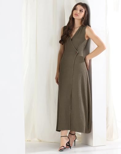 Image of Selvia Textured Lycra A-Line Dress for Women, One Piece Western Dress for Women