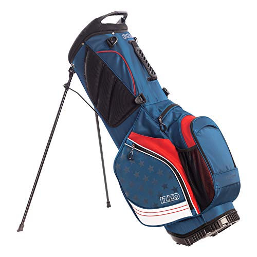 Izzo Golf Izzo Ultra-Lite Stand Golf Bag With Dual-Strap & Exclusive Features, Red/White/Blue - Thumbnail 4
