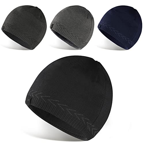 Image of Mens Winter Warm Knitting Hats Plain Skull Beanie Cuff Toboggan Knit Cap