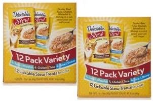 DelectablesStew 12 Pack Variety 4-Tuna & Whitefish,4-Chicken & Tuna,4-Tuna & Shrimp (1-Box of 12) (NET WT 16.8 OZ) Pack of 2 Multi-colored