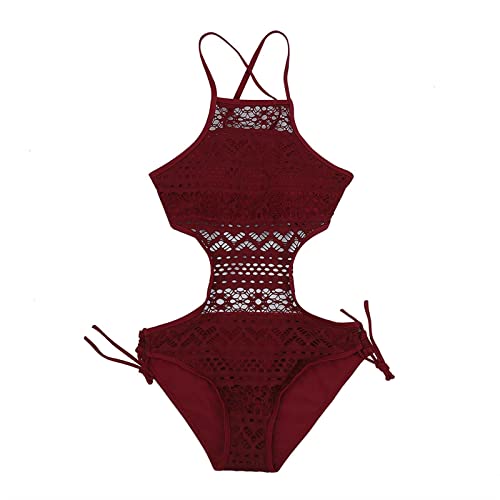 Dos sexy sexy sur ce maillot de bain taille haute tricoté creux tendance