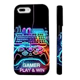 Axuimy Cool Gaming Gamer Play Game Win Phone Case for iPhone 8 Plus/7 Plus (5.5'), Shockproof Soft TPU & Hard PC Hybrid 2-Layer Protective Phone Cover for Kids Teen Boys Men Black