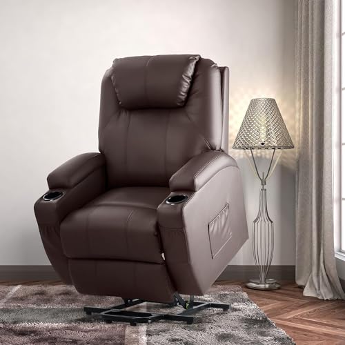 image for JUMMICO Power Lift Recliner Chair with Massage for Elderly PU Leather 