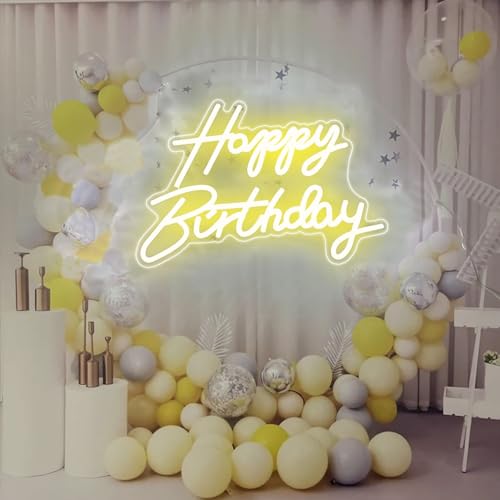 Image of LED Neon Happy Birthday Sign Night Light Birthday Party Decorations Warm White USB Operated Decorative for Backdrop Party Bedroom Wall Decor 5v