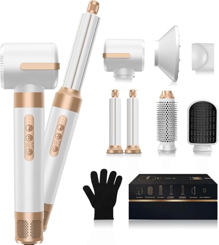 Image of 7 in 1 Hair Dryer Brush, Professional Hot Air Styler, 110000 RPM High-Speed Blow Dryer with Negative Ions for Fast Drying Curling Straightening Volumizing Versatile Hair Styling Tool