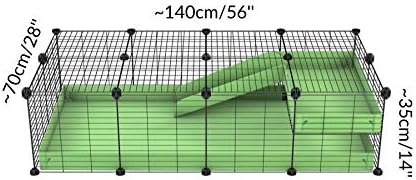 C&C Cage for Guinea Pig 4x2 with Lid & Ramp by KAVEE - Green coroplast