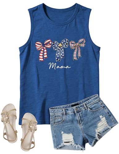 Image of 4th of July Floral American Flag Tank Top for Women Patriotic Sleeveless Apparel
