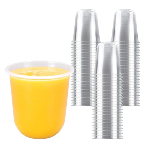 100 Pcs Disposable Stemless Glasses, 12oz Crystal Plastic Wine Glasses Clear Classic PET Cup for Graduation Summer Pool Weddings Birthdays Cocktail Party Supplies