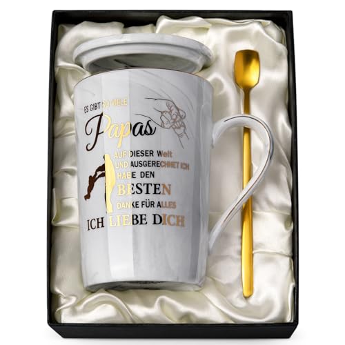 Papa Geschenk zum Geburtstag Vatertag, Geschenke für Papa, 400ml Grau Tasse – Ansicht 1