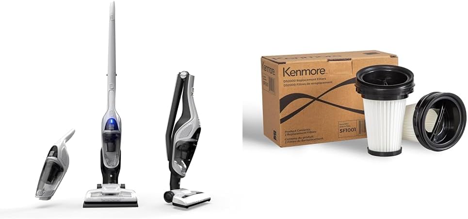 Kenmore 200 Series DS2000 Cordless Stick Vacuum Lightweight Cleaner 2-Speed Power Suction LED Headlight 2-in-1 Handheld for Hardwood Floor, Low Pile Carpet & Pet Hair