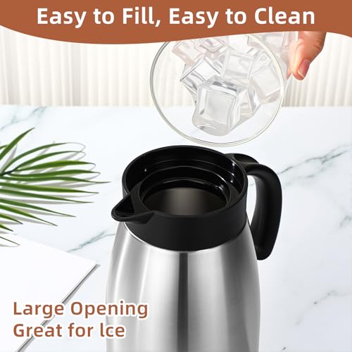 Image of Norme 2 Pcs Thermal Coffee Carafe Insulated Stainless Steel Coffee Carafe for Hot Liquid Vacuum Thermal Pot Creamer Pitcher Dispenser with Brushes Keeping Hot Water Milk (Silver,34 oz)