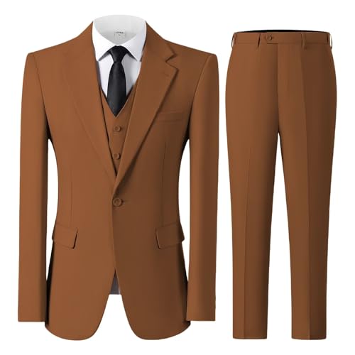 Men's 3 Piece Regualr Fit One Button Formal Business Men Suit Groomsman Tuxedos for Wedding(Blazer+Vest+Pant)3
