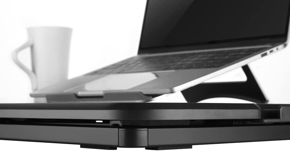 Amer EZUP 26x19 Height Adjustable Sit/Stand Desk Surface Riser, 26" Wide Tabletop Sit Stand Desk Converter, Monitor Laptop Platform Work Station - Durable Black Top